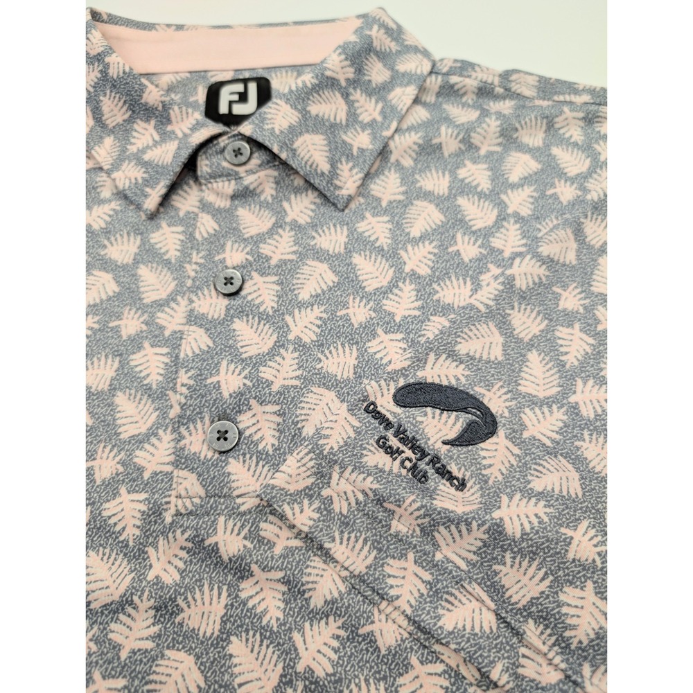 FootJoy Shadow Palm Print Lisle Polo‎ Shirt Mens XL Gray Dove Valley Ranch GC
